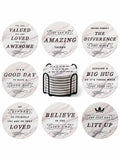 White Elephant Marble Ceramic Drink Coasters Set of 8 with Holder by Deal US