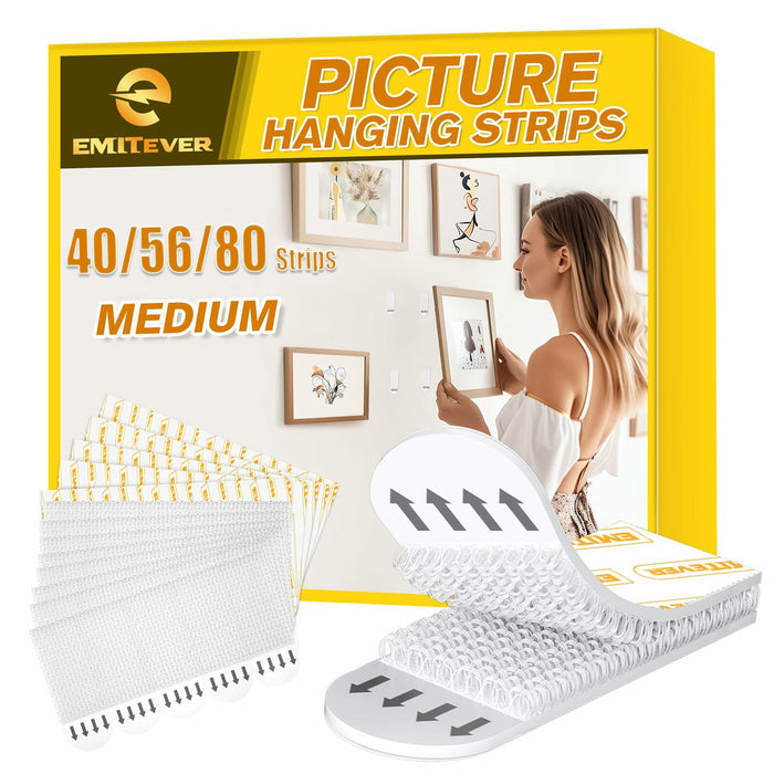 EMITEVER Heavy Duty Picture Hanging Strips Medium White 20 Pairs 40 Strips by Deal US