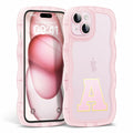 Hasoncase iPhone 13 Case Personalized Initials Curly Wave TPU Clear Pink 6.1" by Deal US