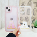 Hasoncase iPhone 13 Case Personalized Initials Curly Wave TPU Clear Pink 6.1" by Deal US