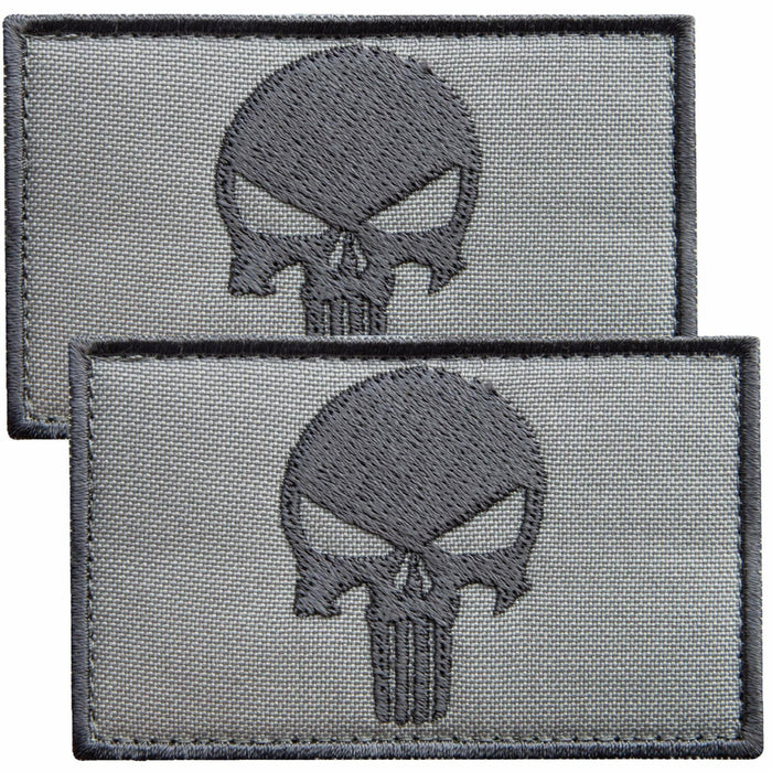 Bluyellow Tactical Skull Embroidered Patches Gray 3x2in 2pcs Set by Deal US