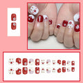 24 Pcs Christmas Press On Nails Short Square Red Acrylic False Nails by Deal US