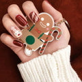 Christmas Acrylic Press On Nails Short Square Red Full Cover Cute Elk Glitter by Deal US