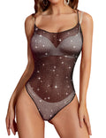 RSLOVE Women Lingerie Fishnet One Piece Mesh Bodysuit Mini Babydoll Black by Deal US