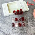 Christmas Acrylic Press On Nails Short Square Red Full Cover Cute Elk Glitter by Deal US