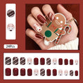 Christmas Acrylic Press On Nails Short Square Red Full Cover Cute Elk Glitter by Deal US