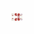 24 Pcs Christmas Press On Nails Short Square Red Acrylic False Nails by Deal US