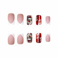 24 Pcs Christmas Press On Nails Medium Square Purple 5D Emboss Matte by Deal US