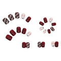 Christmas Acrylic Press On Nails Short Square Red Full Cover Cute Elk Glitter by Deal US