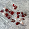 Christmas Acrylic Press On Nails Short Square Red Full Cover Cute Elk Glitter by Deal US