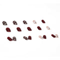 Christmas Acrylic Press On Nails Short Square Red Full Cover Cute Elk Glitter by Deal US
