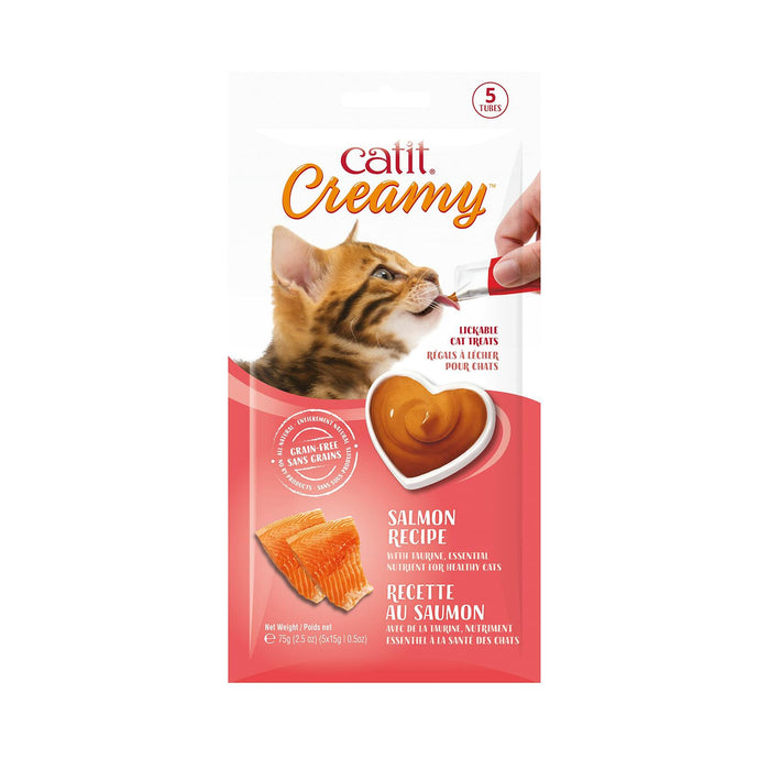 BestBy06/25 Catit Creamy Lickable Cat Treat Salmon 5-Pack Hydrating Healthy by Deal US