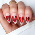 Valentine's Day Press On Nails Red French Tip Heart Design 24PCS Medium Size by Deal US