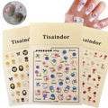 Tisaindor 5D Embossed Flower Nail Art Stickers 3 Sheets Rose Colorful by Deal US