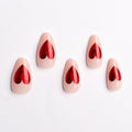 Valentine's Day Press On Nails Red French Tip Heart Design 24PCS Medium Size by Deal US