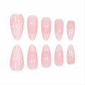 RUOKEXIN Pink Press On Nails Medium Almond French White Tip Glitter Leaves by Deal US