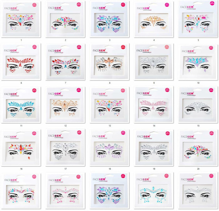 FACEGEM LONDON Face Gems Adhesive Glitter Tattoo Stickers 21 PCS by Deal US