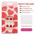 Valentine's Day Press On Nails Red French Tip Heart Design 24PCS Medium Size by Deal US