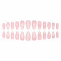 RUOKEXIN Pink Press On Nails Medium Almond French White Tip Glitter Leaves by Deal US