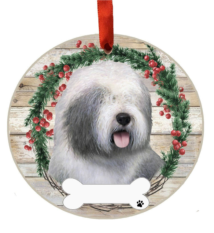 E&S Imports Old English Sheepdog Ceramic Ornament DIY Personalizable Glazed by Deal US