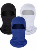 Ski Mask Balaclava Full Face Windproof 3 Pieces Size Medium White, Blue, Black by Deal US