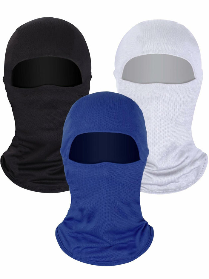 Ski Mask Balaclava Full Face Windproof 3 Pieces Size Medium White, Blue, Black by Deal US