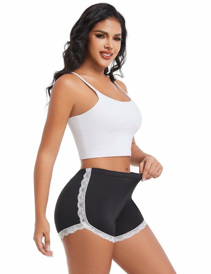 Aesphelia Sexy Lace Trim Anti-Chafing Shorts Black Size M by Deal US
