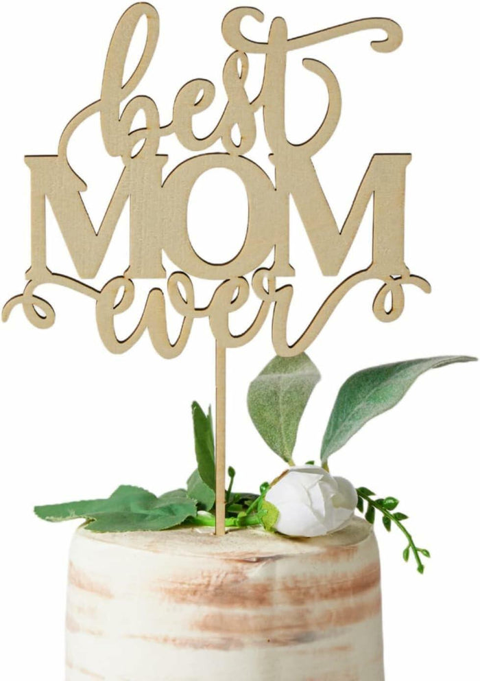 Wlropted Happy Mother's Day Wooden Cake Topper Best Mom Party Decor by Deal US