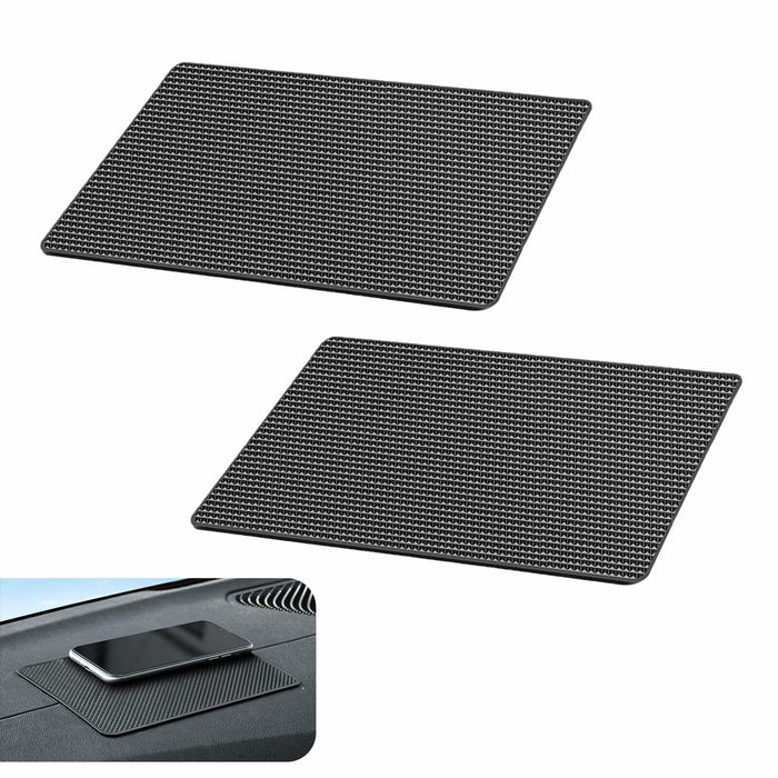 dawfall Car Anti Slip Pad 10.63x5.90in Black Washable Grid Pattern 2 PCS by Deal US