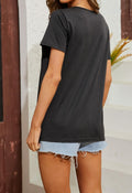 Womens Patriotic V Neck American Flag T Shirt Dark Gray Size L by Deal US
