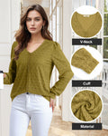 Timeson Women's Lace Knit V Neck Long Sleeve Shirt Green Size XL by Deal US