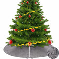 HyDren Velvet Cozy Christmas Tree Skirt Grey Brown Faux Fur 30 Inch by Deal US