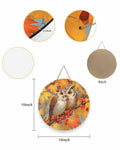 Amoxx Wooden Door Sign Owl Fall Wreath 10in Amber Orange Maple Leaves by Deal US