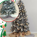 HyDren Velvet Cozy Christmas Tree Skirt Grey Brown Faux Fur 30 Inch by Deal US