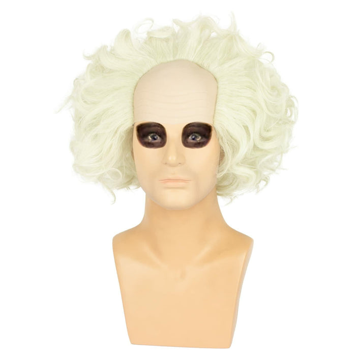 WeKen Unisex Short Bald Wig Halloween Cosplay White Mixed Light Green by Deal US