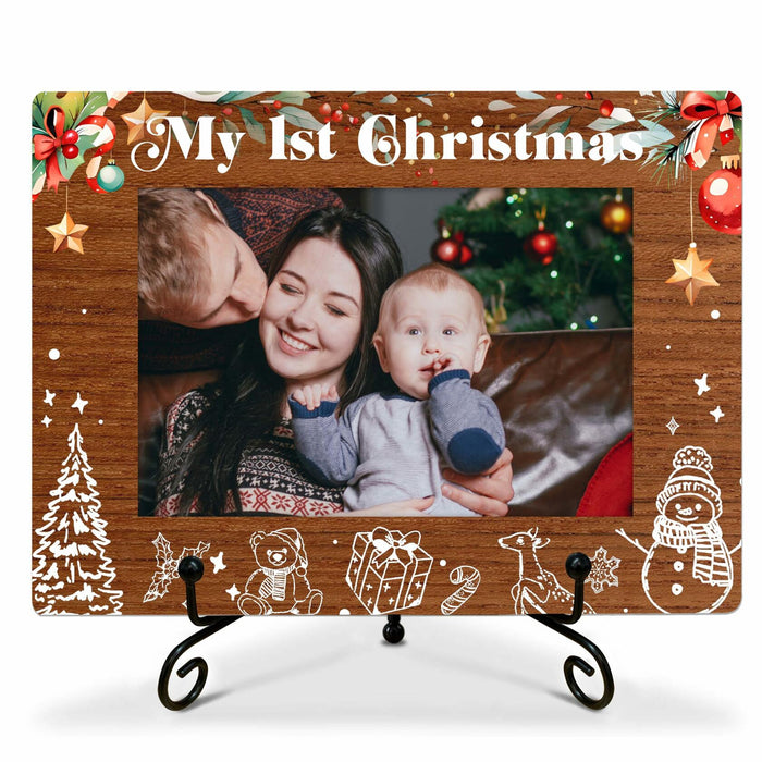 SSQBZU New Born Baby 'My 1st Christmas' Photo Frame 4x6 White by Deal US