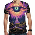 Girren Men's Psychedelic Eyes Graphic T-Shirt Black 2XL Size 2XL by Deal US