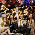 New Year 2025 Backdrop 10x8ft Champagne Clock Firework Photo Booth by Deal US