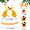 PAJXNJC Deer Antler Headband Set Dog Ears Nose Bow Tie Tail Gloves Yellow by Deal US
