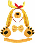 PAJXNJC Deer Antler Headband Set Dog Ears Nose Bow Tie Tail Gloves Yellow by Deal US