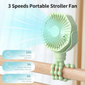 Lerat Portable Stroller Fan 3-Speed Rechargeable Clip-On Green by Deal US