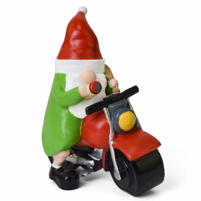 NANAOUS Biker Gnomes Motorcycle Statue 3.9in Funny Garden Decor Resin Figurine by Deal US