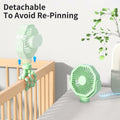 Lerat Portable Stroller Fan 3-Speed Rechargeable Clip-On Green by Deal US