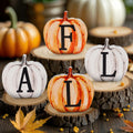 Popest 4 PCS Fall Pumpkin Decor Wood Sign Block Set White Farmhouse by Deal US