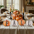 Popest 4 PCS Fall Pumpkin Decor Wood Sign Block Set White Farmhouse by Deal US