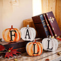 Popest 4 PCS Fall Pumpkin Decor Wood Sign Block Set White Farmhouse by Deal US