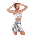Alien Costume Women Metallic Crop Top Skirt Headband Silver Size 2XL by Deal US