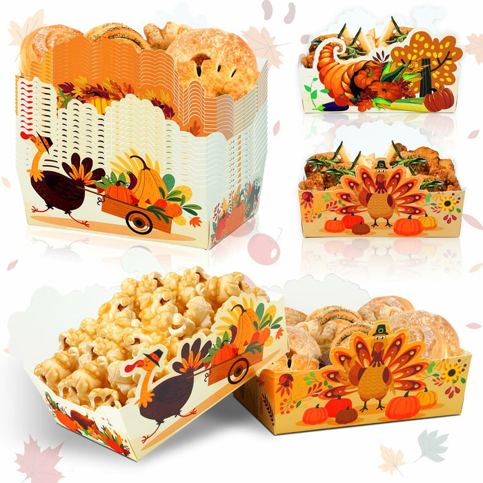 Thanksgiving Disposable Snack Bowls 24pcs Autumn Theme Party Supplies by Deal US