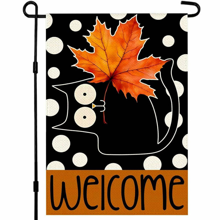Halloween Garden Flag 12x18in Double Sided Black Cat Yard Outdoor Decor by Deal US