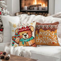 Fahrendom Christmas Bear Deer Throw Pillow Covers 18x18 Set of 4 Pink by Deal US